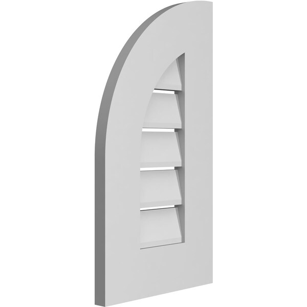 Quarter Round Top Left Surface Mount PVC Gable Vent W/ 3-1/2W X 1P Standard Frame, 12W X 22H